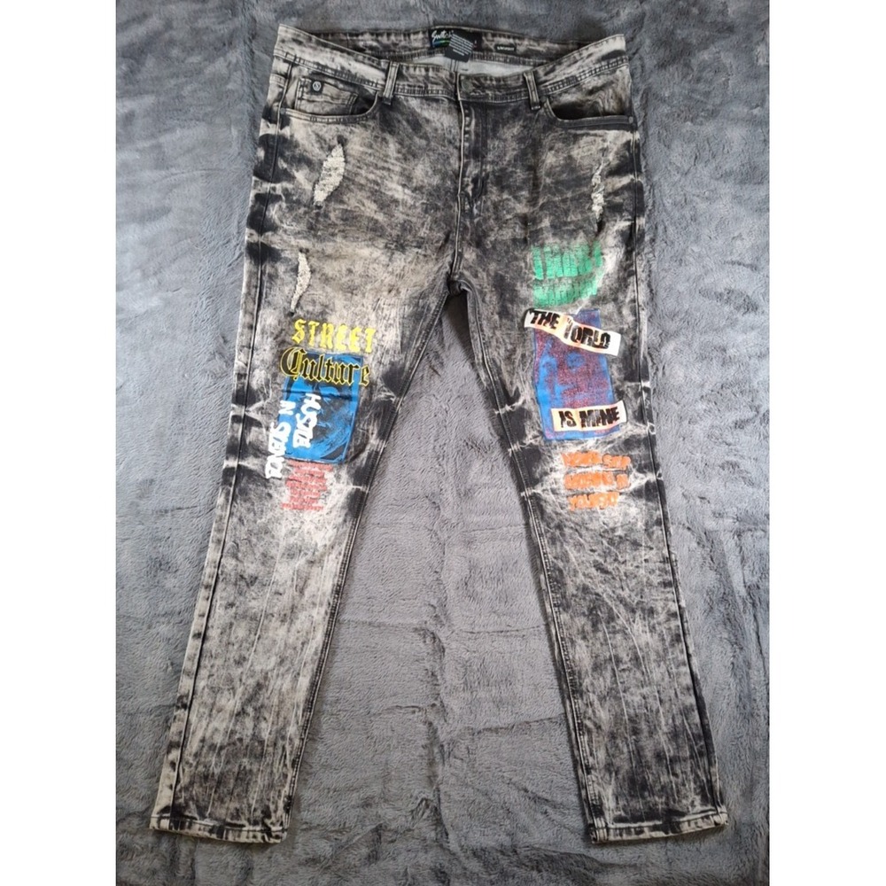 Men's Jeans 42x32 Graphic Y2k Style Streetwear Switch